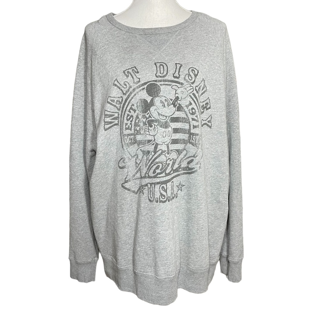 Walt Disney World Sweatshirt L Disney Parks Gray Raglan Pullover Mens Vintage